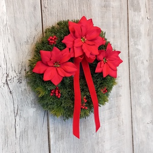 Mikulásvirágok Ünneplőben- Karácsonyi Kopogtató/Téli Kopogtató /Téli Ajtódísz/Karácsonyi Ajtódísz/Falidísz/ - karácsony - karácsonyi lakásdekoráció - karácsonyi ajtódíszek - Meska.hu