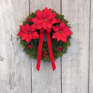 Mikulásvirágok Ünneplőben- Karácsonyi Kopogtató/Téli Kopogtató /Téli Ajtódísz/Karácsonyi Ajtódísz/Falidísz/ - karácsony - karácsonyi lakásdekoráció - karácsonyi ajtódíszek - Meska.hu