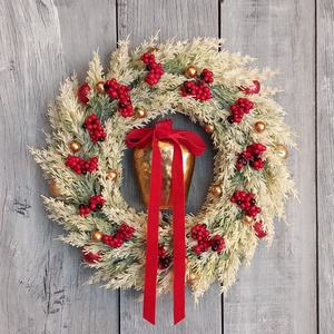 Behavazott Karácsony- Karácsonyi Kopogtató/Téli Kopogtató /Téli Ajtódísz/Karácsonyi Ajtódísz/Falidísz/, Karácsony, Karácsonyi lakásdekoráció, Karácsonyi ajtódíszek, Virágkötés, MESKA