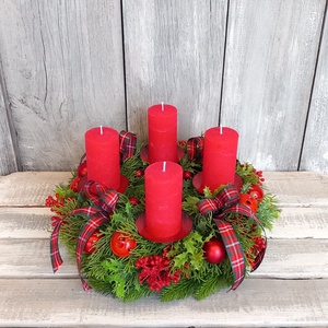 Ünnep Pirosban- Adventi Koszorú/Klasszikus Adventi Koszorú/Piros Adventi Koszorú - karácsony - adventi díszek - adventi koszorú - Meska.hu