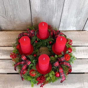 Ünnep Pirosban- Adventi Koszorú/Klasszikus Adventi Koszorú/Piros Adventi Koszorú - karácsony - adventi díszek - adventi koszorú - Meska.hu