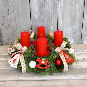 Skandináv Advent- Adventi Koszorú/Piros Adventi Koszorú - karácsony - adventi díszek - adventi koszorú - Meska.hu