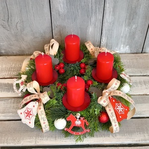 Skandináv Advent- Adventi Koszorú/Piros Adventi Koszorú - karácsony - adventi díszek - adventi koszorú - Meska.hu