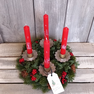 Advent-Várakozás- Adventi Koszorú/Piros Adventi Koszorú - karácsony - adventi díszek - adventi koszorú - Meska.hu