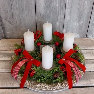Áldott Ünnepet- Adventi Koszorú/Fehérgyertyás Adventi Koszorú - karácsony - adventi díszek - adventi koszorú - Meska.hu