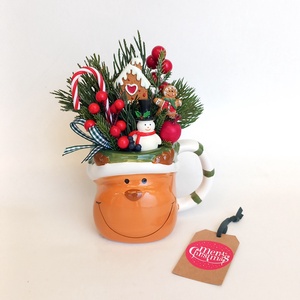   Rénó Karácsonya - Karácsonyi Asztaldísz/Asztaldísz/Téli Asztaldísz/Bögrés Asztaldísz, Otthon & Életmód, Dekoráció, Asztal és polc dekoráció, Asztaldísz, Virágkötés, MESKA