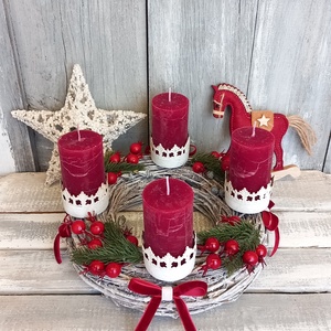 Vintage Advent- Adventi Koszorú/Rusztikus-gyertyás Adventi Koszorú - karácsony - adventi díszek - adventi koszorú - Meska.hu