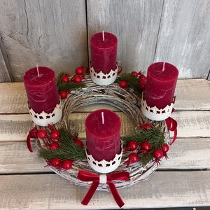 Vintage Advent- Adventi Koszorú/Rusztikus-gyertyás Adventi Koszorú - karácsony - adventi díszek - adventi koszorú - Meska.hu