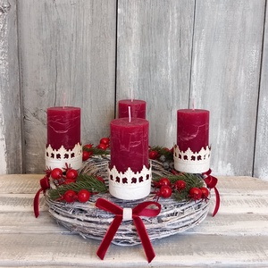 Vintage Advent- Adventi Koszorú/Rusztikus-gyertyás Adventi Koszorú, Karácsony, Adventi díszek, Adventi koszorú, Virágkötés, MESKA