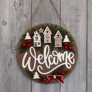 Karácsonyi Falu- Karácsonyi Kopogtató/Téli Kopogtató /Téli Ajtódísz/Karácsonyi Ajtódísz/Falidísz/, Karácsony, Karácsonyi lakásdekoráció, Karácsonyi ajtódíszek, Virágkötés, MESKA