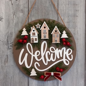 Karácsonyi Falu- Karácsonyi Kopogtató/Téli Kopogtató /Téli Ajtódísz/Karácsonyi Ajtódísz/Falidísz/ - karácsony - karácsonyi lakásdekoráció - karácsonyi ajtódíszek - Meska.hu