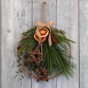 Fenyőkfélék Ünnepe- Karácsonyi Kopogtató/Téli Kopogtató /Téli Ajtódísz/Karácsonyi Ajtódísz/Falidísz/ - karácsony - karácsonyi lakásdekoráció - karácsonyi ajtódíszek - Meska.hu