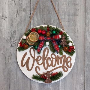 Üdvözlet Karácsony- Karácsonyi Kopogtató/Téli Kopogtató /Téli Ajtódísz/Karácsonyi Ajtódísz/Falidísz/ - karácsony - karácsonyi lakásdekoráció - karácsonyi ajtódíszek - Meska.hu