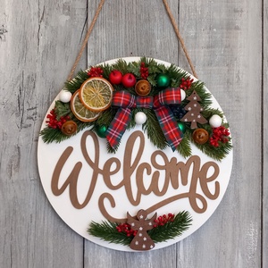 Üdvözlet Karácsony- Karácsonyi Kopogtató/Téli Kopogtató /Téli Ajtódísz/Karácsonyi Ajtódísz/Falidísz/ - karácsony - karácsonyi lakásdekoráció - karácsonyi ajtódíszek - Meska.hu