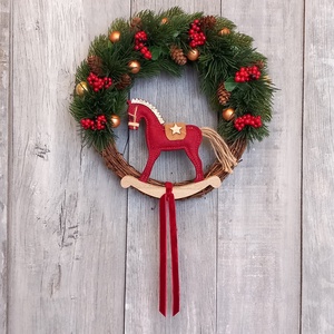 Karácsonyi Hintalovacska - Karácsonyi Kopogtató/Téli Kopogtató /Téli Ajtódísz/Karácsonyi Ajtódísz/Falidísz/ - Meska.hu