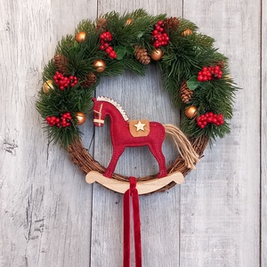 Karácsonyi Hintalovacska - Karácsonyi Kopogtató/Téli Kopogtató /Téli Ajtódísz/Karácsonyi Ajtódísz/Falidísz/ - karácsony - karácsonyi lakásdekoráció - karácsonyi ajtódíszek - Meska.hu