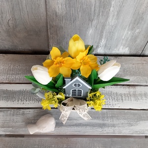  Tavasz Házikója  - Tavaszi Asztaldísz/Virágos Asztaldísz/Bögrés Asztaldísz - otthon & életmód - dekoráció - asztal és polc dekoráció - asztaldísz - Meska.hu