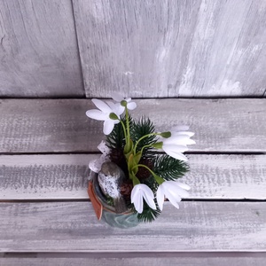  Hóvirágok Kismadara - Hóvirágos Asztaldísz/Téli Asztaldísz/Virágos Asztaldísz - otthon & életmód - dekoráció - asztal és polc dekoráció - asztaldísz - Meska.hu