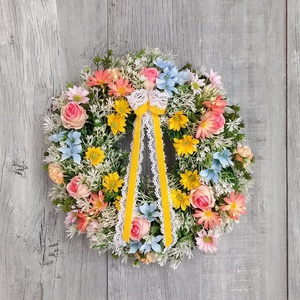 VirágSokadalom- Virágos Kopogtató/ Tavaszi Kopogtató /Nyári Ajtódísz/Ajtódísz /Falidísz/, Otthon & Életmód, Dekoráció, Ajtó- és ablak dekoráció, Ajtódísz & Kopogtató, Virágkötés, MESKA