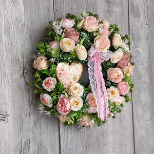 RózsaRomantika- Virágos Kopogtató/ Tavaszi Kopogtató /Nyári Ajtódísz/Ajtódísz /Falidísz/ - otthon & életmód - dekoráció - ajtó- és ablak dekoráció - ajtódísz & kopogtató - Meska.hu