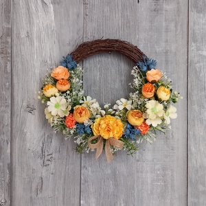 KékSárga Színekben Kopogtatnak Hozzád- Virágos Kopogtató/Ajtódísz /Falidísz/ - otthon & életmód - dekoráció - ajtó- és ablak dekoráció - ajtódísz & kopogtató - Meska.hu