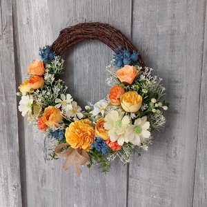 KékSárga Színekben Kopogtatnak Hozzád- Virágos Kopogtató/Ajtódísz /Falidísz/ - otthon & életmód - dekoráció - ajtó- és ablak dekoráció - ajtódísz & kopogtató - Meska.hu