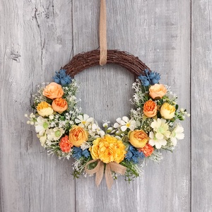 KékSárga Színekben Kopogtatnak Hozzád- Virágos Kopogtató/Ajtódísz /Falidísz/ - otthon & életmód - dekoráció - ajtó- és ablak dekoráció - ajtódísz & kopogtató - Meska.hu