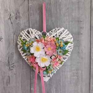 VirágSzív- Virágos Kopogtató/Tavaszi Kopogtató/Tavaszi Ajtódísz/Ajtódísz/Falidísz/ - otthon & életmód - dekoráció - ajtó- és ablak dekoráció - ajtódísz & kopogtató - Meska.hu