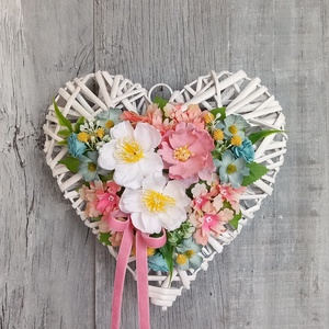 VirágSzív- Virágos Kopogtató/Tavaszi Kopogtató/Tavaszi Ajtódísz/Ajtódísz/Falidísz/ - otthon & életmód - dekoráció - ajtó- és ablak dekoráció - ajtódísz & kopogtató - Meska.hu