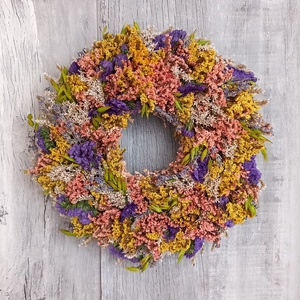 Élénkség- Szárazvirág Kopogtató/Tavaszi Kopogtató/Tavaszi Ajtódísz/Ajtódísz/Falidísz/ - otthon & életmód - dekoráció - ajtó- és ablak dekoráció - ajtódísz & kopogtató - Meska.hu