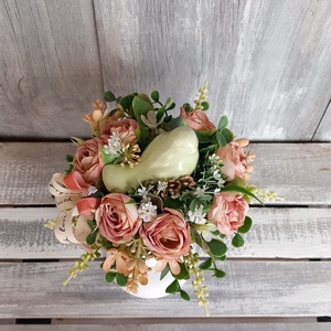 Vintage Kismadár  - Asztaldísz/Gyertyatartó/Tavaszi Asztaldísz/Virágos Asztaldísz - otthon & életmód - virágdekoráció - virágdíszek - asztali virágdísz - Meska.hu