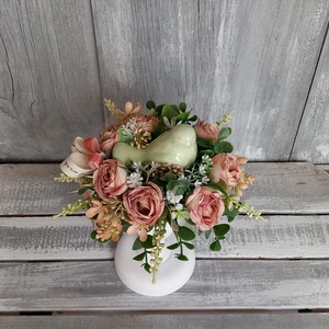 Vintage Kismadár  - Asztaldísz/Gyertyatartó/Tavaszi Asztaldísz/Virágos Asztaldísz - otthon & életmód - virágdekoráció - virágdíszek - asztali virágdísz - Meska.hu