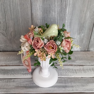 Vintage Kismadár  - Asztaldísz/Gyertyatartó/Tavaszi Asztaldísz/Virágos Asztaldísz - Meska.hu