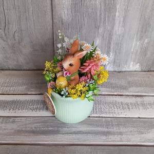  Tavaszi Nyuszika  - Tavaszi Asztaldísz/Virágos Asztaldísz/Húsvéti Asztaldísz - otthon & életmód - virágdekoráció - virágdíszek - asztali virágdísz - Meska.hu