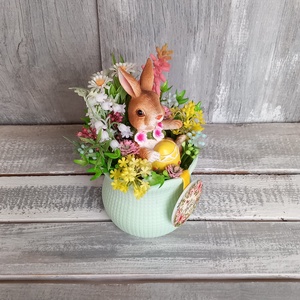  Tavaszi Nyuszika  - Tavaszi Asztaldísz/Virágos Asztaldísz/Húsvéti Asztaldísz - otthon & életmód - virágdekoráció - virágdíszek - asztali virágdísz - Meska.hu