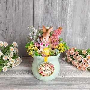 Tavaszi Nyuszika  - Tavaszi Asztaldísz/Virágos Asztaldísz/Húsvéti Asztaldísz, Otthon & Életmód, Virágdekoráció, Virágdíszek, Asztali virágdísz, Virágkötés, MESKA