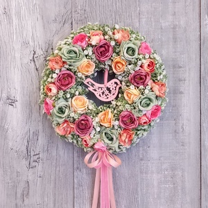 Rózsamadár- Virágos Kopogtató/ Tavaszi Kopogtató /Nyári Ajtódísz/Ajtódísz /Falidísz/Koszorú - otthon & életmód - dekoráció - ajtó- és ablak dekoráció - ajtódísz & kopogtató - Meska.hu