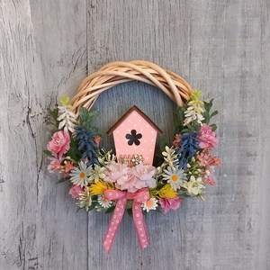 Helló Tavasz- Virágos Kopogtató/ Tavaszi Kopogtató /Ajtódísz /Falidísz/Koszorú, Otthon & Életmód, Dekoráció, Ajtó- és ablak dekoráció, Ajtódísz & Kopogtató, Virágkötés, MESKA