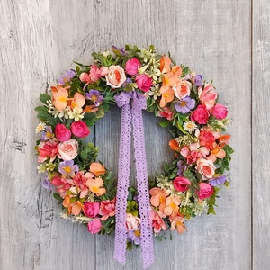 ÁlomVirág- Virágos Kopogtató/Tavaszi Kopogtató/Tavaszi Ajtódísz/Nyári Ajtódísz/Ajtódísz /Falidísz/Koszorú - otthon & életmód - dekoráció - ajtó- és ablak dekoráció - ajtódísz & kopogtató - Meska.hu