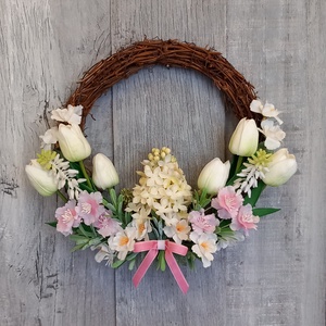 Tulipánoskert- /Tavaszi Ajtódísz/Virágos Kopogtató/ Tavaszi Kopogtató /Ajtódísz /Falidísz/Koszorú, Otthon & Életmód, Dekoráció, Ajtó- és ablak dekoráció, Ajtódísz & Kopogtató, Virágkötés, MESKA