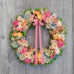 Kedvenc Tavaszi Színek - Virágos Kopogtató/Tavaszi Ajtódísz/Nyári Ajtódísz/Ajtódísz /Falidísz/Koszorú - Meska.hu