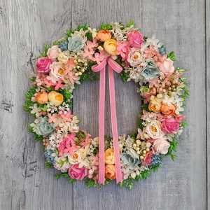 Kedvenc Tavaszi Színek - Virágos Kopogtató/Tavaszi Ajtódísz/Nyári Ajtódísz/Ajtódísz /Falidísz/Koszorú - otthon & életmód - dekoráció - ajtó- és ablak dekoráció - ajtódísz & kopogtató - Meska.hu