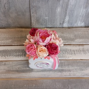  VirágosSzív  - Anyák-napi Asztaldísz/Virágos Asztaldísz/Köszöntő Virágdísz/ - otthon & életmód - virágdekoráció - virágdíszek - virágdísz kaspóban - Meska.hu