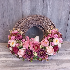 VintageRózsa Kismadara Kopogtat- Virágos Kopogtató/Tavaszi Ajtódísz/Tavaszi Kopogtató/Ajtódísz /Falidísz/Koszorú - otthon & életmód - dekoráció - ajtó- és ablak dekoráció - ajtódísz & kopogtató - Meska.hu