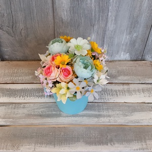  Kék Hangulat  - Tavaszi Asztaldísz/Virágos Asztaldísz/Köszöntő Virágdísz/Asztaldísz/Virágdísz - otthon & életmód - virágdekoráció - virágdíszek - virágdísz kaspóban - Meska.hu