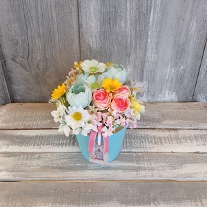  Kék Hangulat  - Tavaszi Asztaldísz/Virágos Asztaldísz/Köszöntő Virágdísz/Asztaldísz/Virágdísz - otthon & életmód - virágdekoráció - virágdíszek - virágdísz kaspóban - Meska.hu