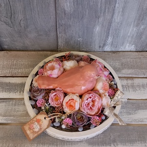  Kismadár Virágfészekben  - Tavaszi Asztaldísz/Virágos Asztaldísz/Köszöntő Virágdísz/Asztaldísz/Vintage Virágdísz - otthon & életmód - virágdekoráció - virágdíszek - virágdísz kaspóban - Meska.hu