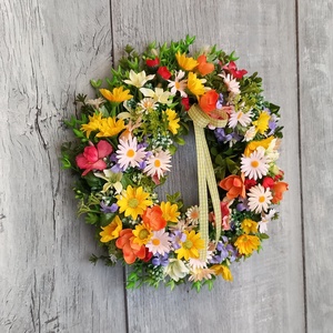 Virágmező - Virágos Kopogtató/Tavaszi Kopogtató/Tavaszi Ajtódísz/Nyári Ajtódísz/Ajtódísz /Falidísz/Koszorú - otthon & életmód - dekoráció - ajtó- és ablak dekoráció - ajtódísz & kopogtató - Meska.hu