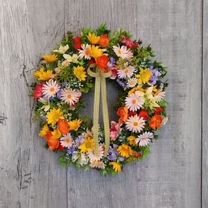 Virágmező - Virágos Kopogtató/Tavaszi Kopogtató/Tavaszi Ajtódísz/Nyári Ajtódísz/Ajtódísz /Falidísz/Koszorú - otthon & életmód - dekoráció - ajtó- és ablak dekoráció - ajtódísz & kopogtató - Meska.hu