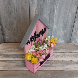  Virágüdvözlet  - Tavaszi Ajtódísz/Virágos Ajtódísz/Ajtódísz/Falidísz/Vintage Virágdísz - otthon & életmód - dekoráció - ajtó- és ablak dekoráció - ajtódísz & kopogtató - Meska.hu